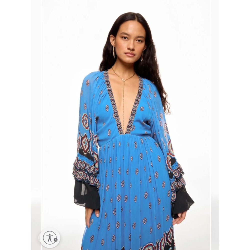 Farm Rio Anika Tiles Blue Maxi Dress - Picture 3 of 16